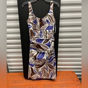 Suzi Chin for Maggy Boutique floral pattern midi length dress S-8 BrownBlueTan